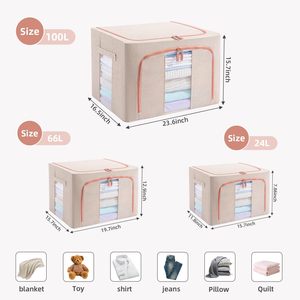 Scatola Pieghevole da 100L per Vestiti, Ecologica e Resistente, Organizer Moderno per Armadio, per Indumenti Stagionali e Biancheria da Letto, Salvaspazio - Product Image 2