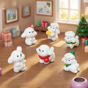 Figurine de chien blanc mignon en résine, peinte à la main, paysage miniature 3D, art animalier pour <span class=keywords><strong>jardin</strong></span> féerique - Product Image 3