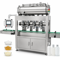Machine de remplissage entièrement automatique à suivi dynamique, 4 buses, remplisseuse à piston servo pour crèmes cosmétiques, lotions et huiles en bouteilles