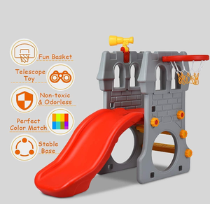 Aire de jeux intérieure combinée pour bébés avec toboggan multifonctionnel en plastique, équipement de jeu éducatif pour enfants - Product Image 6