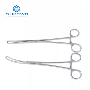 Pinzas cervicales de acero inoxidable KEWO Medical, instrumento quirúrgico ginecológico, pinzas retractoras cervicales rectas/curvas - Product Image 2