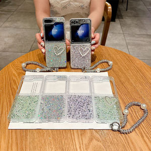 Lujo brillo Bling transparente en forma de corazón epoxi mano cuerda estilo coreano INSI funda de teléfono de mujer para Samsung Zflip 6 Fold 5 4 - Product Image 2