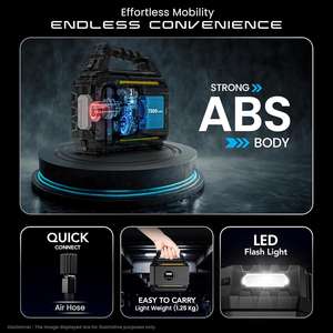 HF5501 пусковое устройство с накачивающим устройством для шин, портативный ЖК-дисплей, воздушный компрессор, автомобильный накачитель с подсветкой - Product Image 5