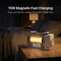 Lampe de chevet LED multifonctionnelle moderne avec veilleuse, chargeur sans fil, rechargeable par USB, bruit blanc et contrôle tactile