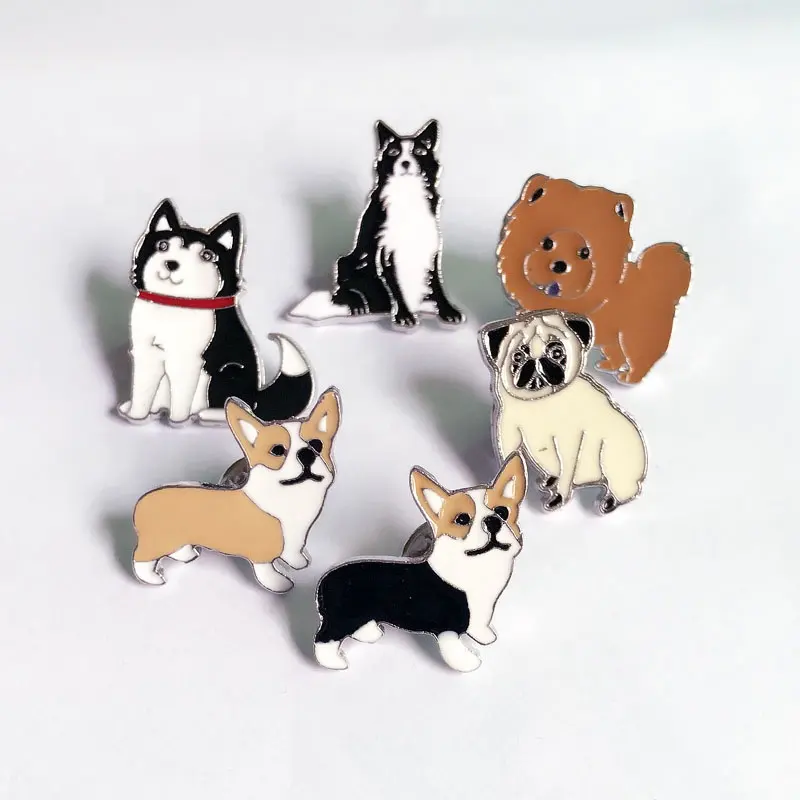 Grosir Anjing Lucu Hewan Desain Baru Pin Lencana Logam Lencana Kustom Pin Kerah Keras Enamel