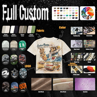 T-shirt Homme en Coton 300 g/m² avec Strass, Effet Délavé et Imprimé Graphique, Coupe Boxy, Style Streetwear Lourd