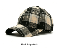 Casquette de baseball vintage en mélange de laine à carreaux, casquette classique à visière incurvée à motif écossais, chapeau unisexe tendance pour toutes les saisons, vente en gros