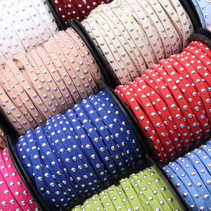 20 गज 5 मिमी फ्लैट कोरियन मखमली चमड़े के ड्रॉस्ट्रिंग कॉर्ड नकली कपड़े के जूते के लिए रिवीट्स हैंडमेड रस्सी के साथ सजाना - Product Image 4