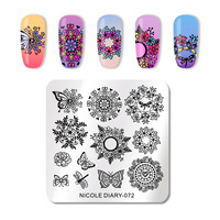Kit de plaques d'estampage sur ongles 3D en silicone, motifs de fleurs et papillons, personnalisé, 12 pièces, 2020