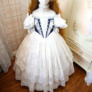 Robe d'été rétro <span class=keywords><strong>Elizabeth</strong></span> Sisi, style <span class=keywords><strong>princesse</strong></span> sexy, longue, en dentelle, à manches courtes, pour mère et fille, 100% coton, printemps 2024 - Product Image 6