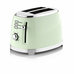 Tostadora BESTONE Verde Menta de 2 Rebanadas con Función de Descongelar, Recalebar y Cancelar, Temporizador Mecánico, Uso Doméstico, Estilo Retro - Product Image 2