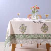 Nappe Rectangle Décor Élégant Français Bloc Indien Imprimé Floral Linge De Table À Manger Couverture Tapis & Pads