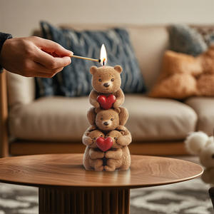 Molde de vela de oso 3D adorable CARATTE, molde de silicona de oso de amor apilado para velas de aromaterapia, artesanías de resina - Product Image 3