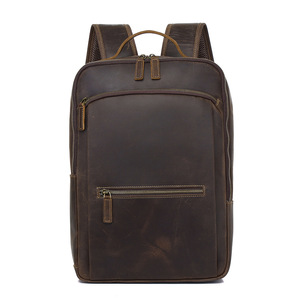 Retro Men's <b>Backpack</b> Coffee Brown Large Capacity Laptop <b>Compartment</b> Leisure Travel - Product Image 5