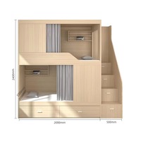 Cama litera tipo cápsula de madera maciza duradera con barandilla de seguridad y escalera, cuatro cajones, camas superior e inferior para el hogar y dormitorios juveniles