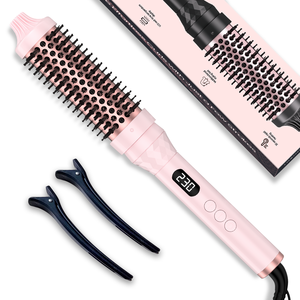 Cepillo Eléctrico para el Cabello con Calentador PTC, Calentamiento Rápido, Pantalla LCD de Temperatura, Material Cerámico, Iones Negativos, Calidad de Salón, 110-230C - Product Image 1