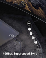Câble Thunderbolt 4 avec synchronisation 40 Gbps, charge 240 W, affichage 8K et câble Thunderbolt 4 40 Gbps certifié Intel pour l'accueil