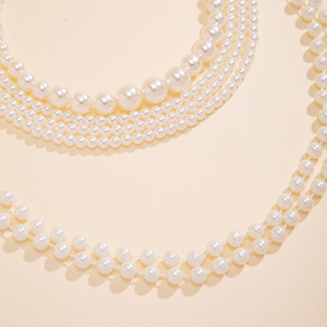 Collar de cadenas de perlas de imitación en capas separables de <span class=keywords><strong>6</strong></span> piezas para mujer, accesorios elegantes de moda en el cuello, joyería de moda - Product Image 5