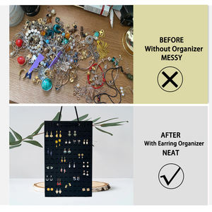 Organisateur mural pliable en feutre pour boucles d'oreilles et colliers, grand format, élégant, pour la présentation de bijoux dans le salon - Product Image 4