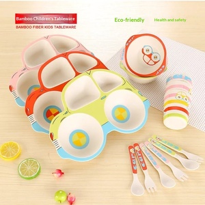 Cartoon Eco-Friendly <strong>Children's</strong> Tableware 5-Piece <strong>Set</strong> Baby Divided <strong>Plate</strong> Japanese &amp; Korean Design Kindergarten Gift <strong>Set</strong> - Product Image 2