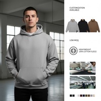 Sweat-shirts à capuche surdimensionnés en molleton français 100% coton pour hommes, poids lourd 400G, couleur unie, broderie streetwear, automne