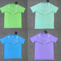 Ensemble de sport pour homme en maille respirante à séchage rapide, manches courtes, élastique, couleur unie, décontracté, pour la gym