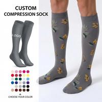 Chaussettes de compression personnalisées pour femmes, hauteur genou, en mélange de coton, fantaisie, longues, pour l'extérieur
