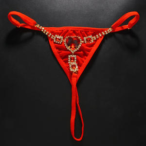 2025 Neue DS Heiß Verkaufende Sexy G-String Tanga Rotes Herz Niedrige Taille Kristall T-Back Nachtclub Schmuck Körperkette Sexy Dessous - Product Image 6