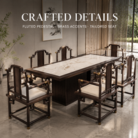 Table et chaises de restaurant robustes, faciles à nettoyer, résistantes à la chaleur, avec plateau en pierre frittée TIMELESS pour salle de banquet