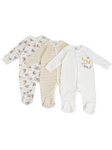 Conjunto de Tres Piezas de Algodón para Bebé, Diseño de Dibujos Animados, Cierre de Botón, Ropa para Gatear, Camiseta Base, <span class=keywords><strong>Pijama</strong></span> con Pies - Product Image 3