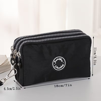Dompet Koin Clutch Ritsleting Tiga Lipat Bahan Nilon Ringan, Dompet Tangan Kasual, Tas Ponsel Portabel