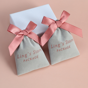 10x12cm Luxury Grey Velvet Jewelry Pouch for Fashion Earrings Necklaces Packaging Gift Bag with Ribbon Drawstring - Product Image 6