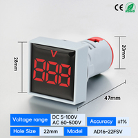 AD16-22FSV Voltmètre numérique de panneau carré miniature 22 mm haute tension avec affichage AC/DC
