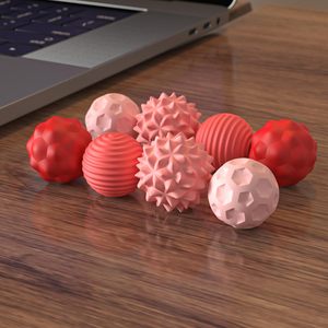ของเล่นบีบคลายเครียด 4 ชิ้น ลูกบอลสัมผัสหลากหลายพื้นผิว พร้อมเปลือกซิลิโคน สำหรับผู้ใหญ่ เงียบ ไม่ส่งเสียง แม่เหล็กติดโต๊ะ ของเล่นบีบคลายเครียด - Product Image 3
