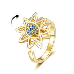 Anillo Giratorio de Ojo de Diablo con Circonita, Accesorio de Boda de Lujo de Alta Gama, Anillo Ajustable de Oro y Plata con Diseño Original - Product Image 4