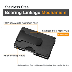 <span class=keywords><strong>Portafoglio</strong></span> Sottile Minimalista per Uomo con Blocco RFID, Porta Carte in Metallo Alluminio e Fibra di Carbonio con Fermasoldi - Product Image 6