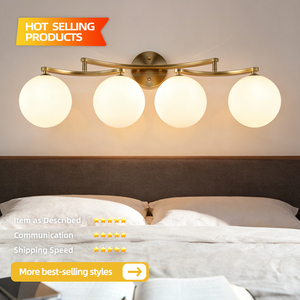 Lampe murale sphérique en verre blanc laiteux au design moderne et minimaliste, luminaire de vanité en métal pour restaurant, chambre à coucher, tête de lit, salle de bain - Product Image 3