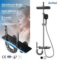 Ensemble de douche LED Piano avec affichage de la température, jet doux, douche pluie, robinet de douche en aluminium, mitigeur de douche mural pour salle de bain