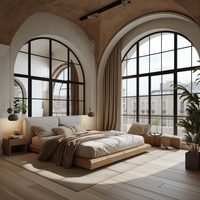 Ventanas de doble triple acristalamiento Beigeman, precio de fábrica, imagen de arco grande, ventana negra, ventana panorámica, ventana fija de suelo a techo
