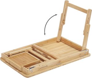 Tavolino per Laptop Regolabile in Altezza con Cassetto, Tavolo Pieghevole in Bambù per Notebook, Tavolino da Letto per Lettura o Colazione - Product Image 5