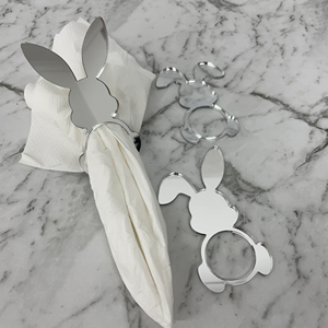 ที่ใส่ผ้าเช็ดปากอะคริลิกกระจกสีทองรูปกระต่ายอีสเตอร์ที่ตั้งโต๊ะ - Product Image 1