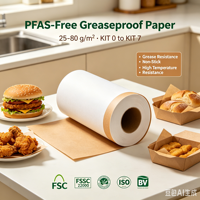 Papier alimentaire anti-graisse sans PFAS, papier d'emballage alimentaire personnalisé, rouleau de 30 à 40 g/m²