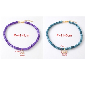 Collar con Colgante de Zirconia en Forma de Lágrima y Cuentas de Resina, Joyería para Mujer, Ideal para Fiestas - Product Image 5