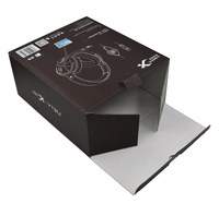 Boîte cadeau exquise personnalisable en carton ondulé noir mat écologique pour écouteurs, télécommande, manette de jeu, jouet