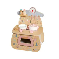 Ensemble de cuisine en bois pour enfants, avec mini-cuisinière colorée simulée, spatule de jeu, casseroles et poêles, ustensiles de cuisine