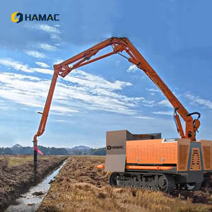 Pompe à béton mobile diesel d'occasion, 20m de transport vertical, 50m de transport horizontal, châssis chenillé, type remorque HMC18 91KW - Product Image 1