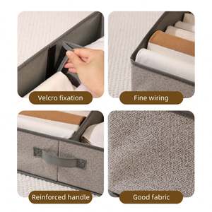 Non-woven Fabric Closet <b>Clothes</b> <b>Storage</b> Organizer Box Foldable Clothing Containers Bins with Reinforced Handles - Product Image 5