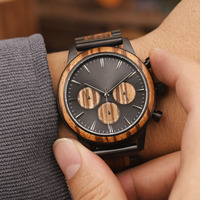 Montres pour hommes classiques en bois combiné à de l'acier inoxydable, mouvement à quartz SEIKO, 3ATM étanche, montre de luxe pour hommes d'affaires