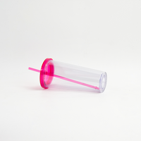 Gobelet isotherme de voyage 24oz en plastique à double paroi transparent pour boissons froides avec couvercle et paille, personnalisable avec logo