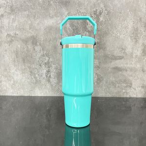 Botella de Agua Deportiva de Acero Inoxidable de 30 oz con Asa, Color Macaron Brillante, Sublimable, Antiderrames, con Pajita Abatible, para Estudiantes - Product Image 5
